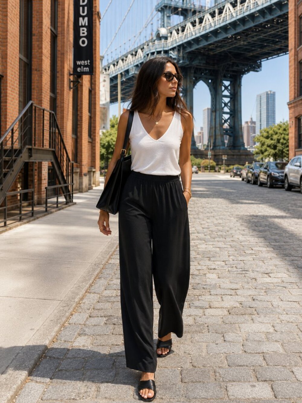COS Atelier 100% Silk Black Wide-Leg Drawstring Trousers